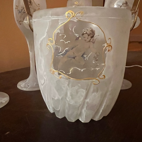 Vintage Arte Murano Silvestri Art Crystal Winged Angel Wine Set - Picture 2 of 3
